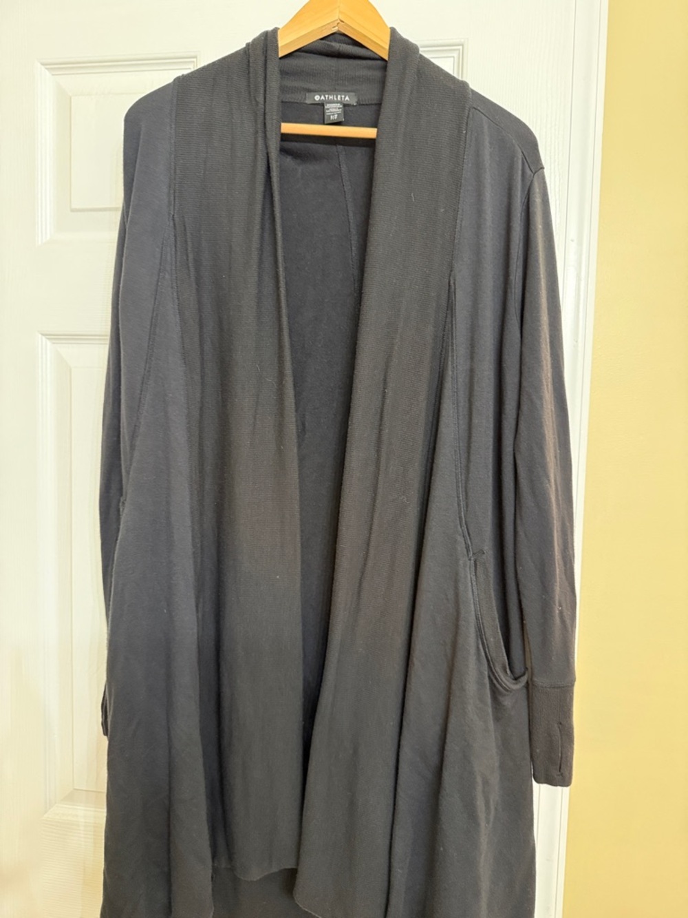 Athleta Charcoal Black Draped Open-Front Cardigan